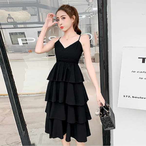 Modern női hosszú ruha V-nyakkal, fehér és fekete színben