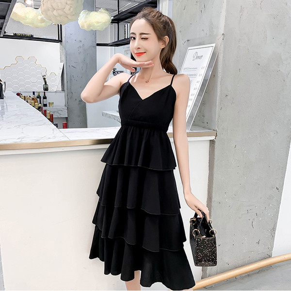 Modern női hosszú ruha V-nyakkal, fehér és fekete színben