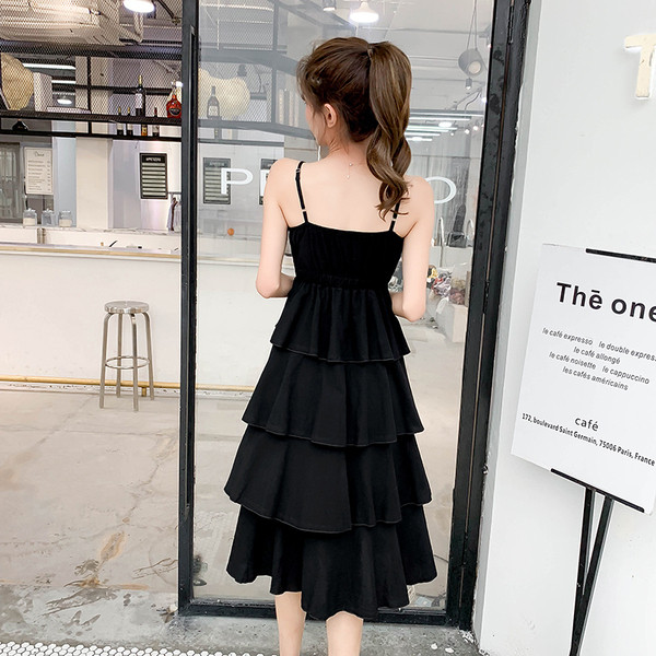 Modern női hosszú ruha V-nyakkal, fehér és fekete színben