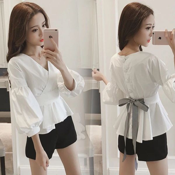 Stílusos női ing két színben, derekán szalaggal