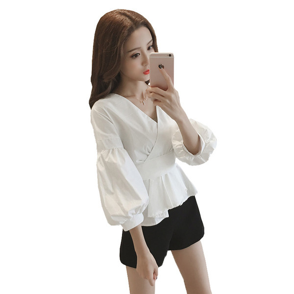 Stílusos női ing két színben, derekán szalaggal