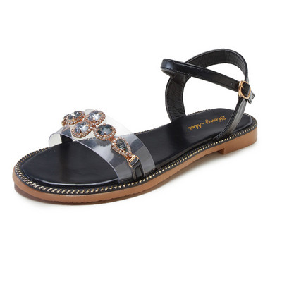 Alkalmi női szandál kövekkel fekete és zöld színben