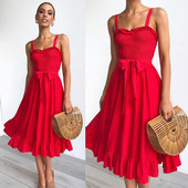 Alkalmi női ruha vékony pántokkal, három színben