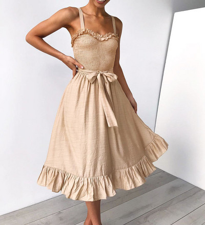 Alkalmi női ruha vékony pántokkal, három színben