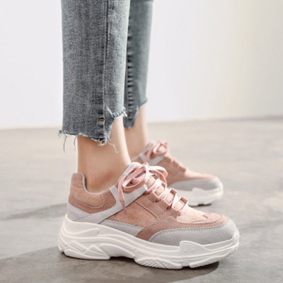 Öko velúrból készült alkalmi női sportcipő rózsaszín és szürke színben