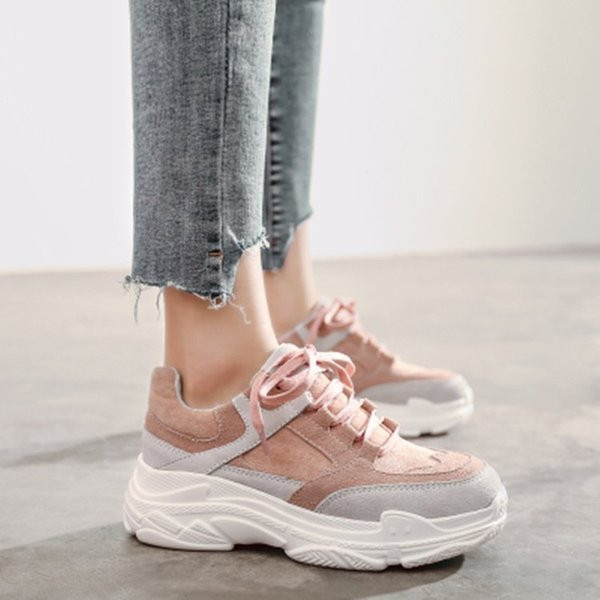 Öko velúrból készült alkalmi női sportcipő rózsaszín és szürke színben