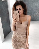 Rochie elegantă de damă în negru și bej