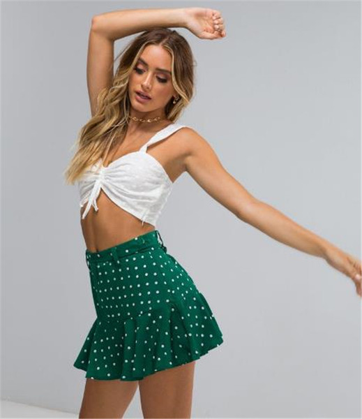 Stílusos női szoknya zöld színben, magas derékkal