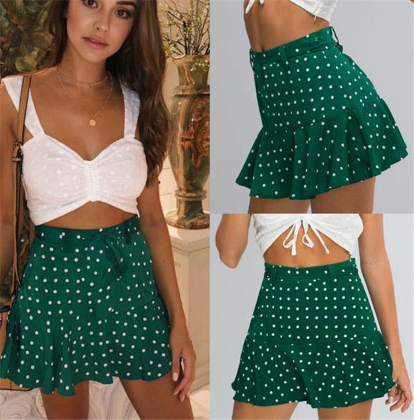 Stílusos női szoknya zöld színben, magas derékkal