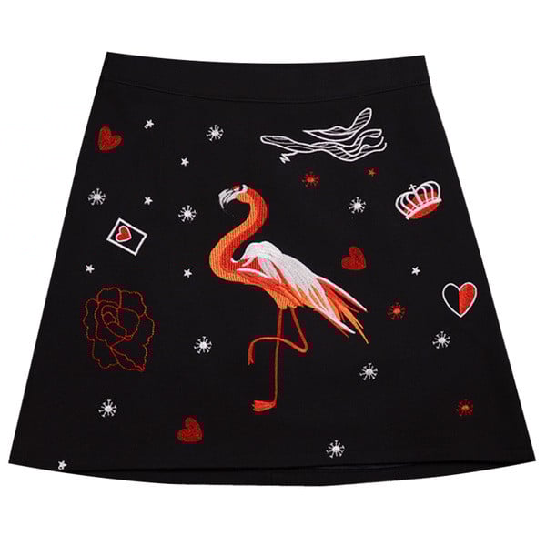 Modern női szoknya színes fekete hímzéssel