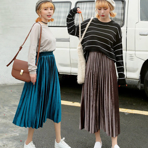 HIT Modern női redős szoknya gumírozott derékkal, három színben