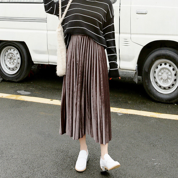 HIT Modern női redős szoknya gumírozott derékkal, három színben