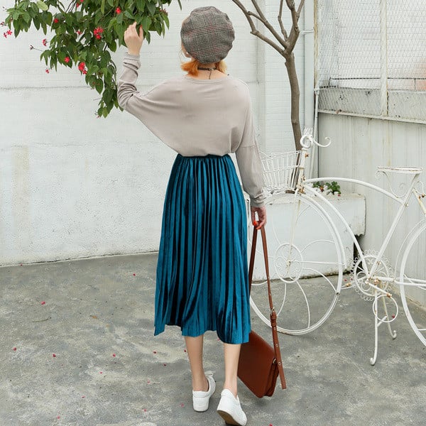 HIT Modern női redős szoknya gumírozott derékkal, három színben