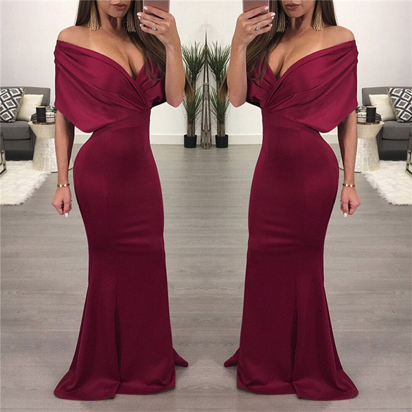 Elegáns hosszú női ruha V-nyakkal, két színben