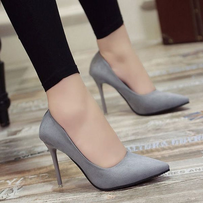 Modern női magassarkú cipő eco velúr hegyes modellből