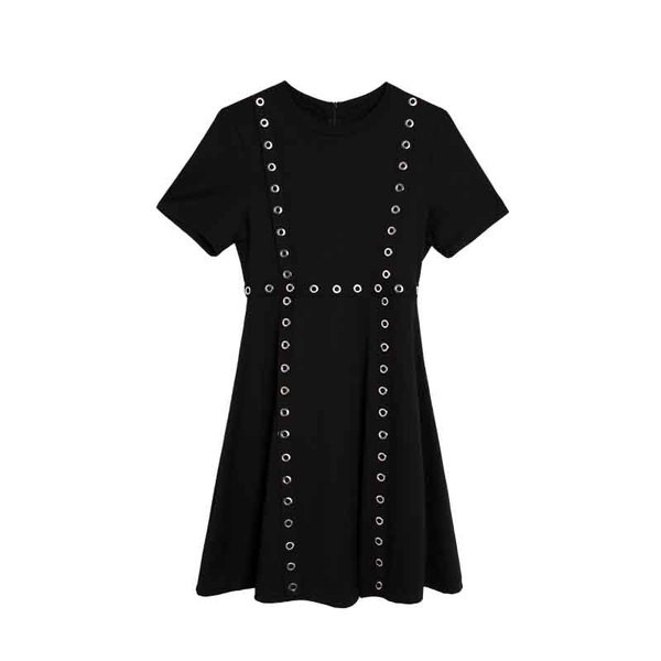 Modern női ruha fém elemmel fehér és fekete színben