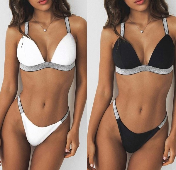 Costum de baie elegant pentru femei în alb-negru - două modele