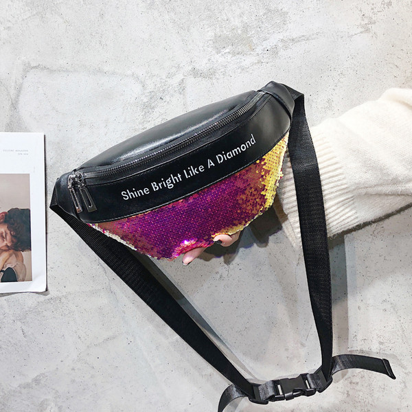 Modern női táska eko bőrből készült flitterekkel, négy színben