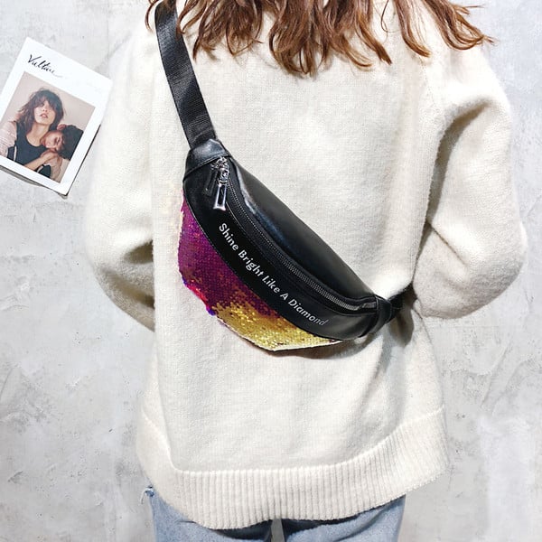 Modern női táska eko bőrből készült flitterekkel, négy színben