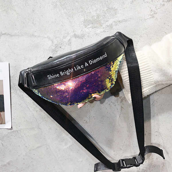 Modern női táska eko bőrből készült flitterekkel, négy színben