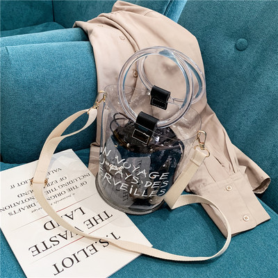 Geanta de dama moderna cu paiete si husa transparenta in mai multe culori