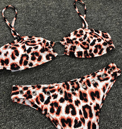 Costum de baie cu talie inalta si pantaloni drepti