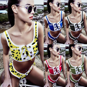 Costum de baie actual din două piese cu cravate în mai multe culori