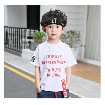 Детска тениска с надписи в два цвята за момчета 