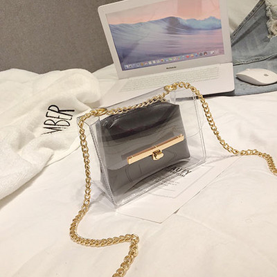 Discuție modernă pentru femei în mai multe culori, cu acoperire transparentă și lanț metalic