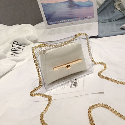 Discuție modernă pentru femei în mai multe culori, cu acoperire transparentă și lanț metalic