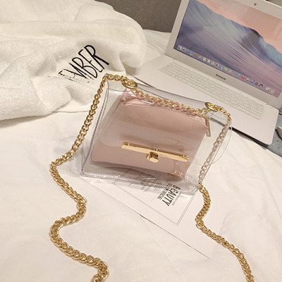 Discuție modernă pentru femei în mai multe culori, cu acoperire transparentă și lanț metalic