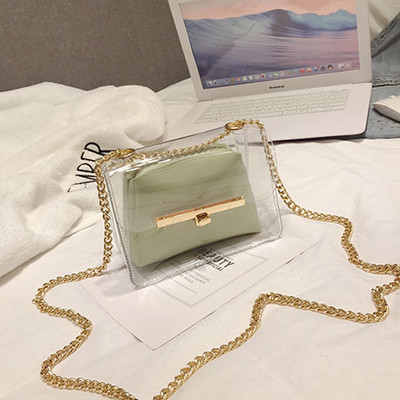 Discuție modernă pentru femei în mai multe culori, cu acoperire transparentă și lanț metalic