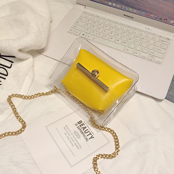 Discuție modernă pentru femei în mai multe culori, cu acoperire transparentă și lanț metalic