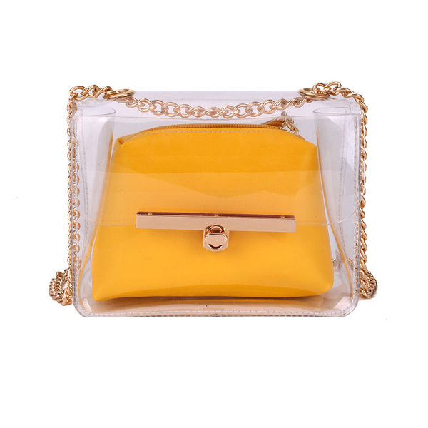 Discuție modernă pentru femei în mai multe culori, cu acoperire transparentă și lanț metalic