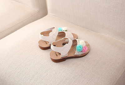 Sandale pentru copii elegante pentru fete in trei culori cu un element 3D din piele ecologica