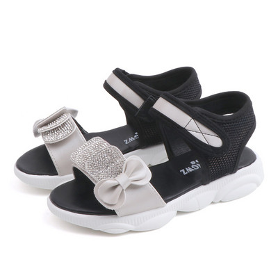 Modern gyerekszandál lányoknak kövekkel és szalaggal, három színben