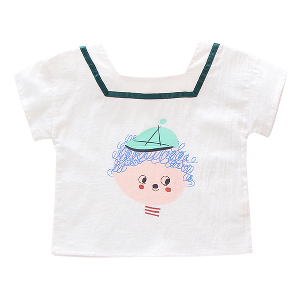 Fehér színű, rátéttel ellátott gyerekpóló lányoknak