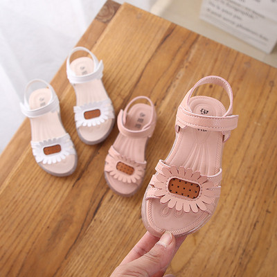 Модерни детски сандали в два цвята с 3D елемент за момичета