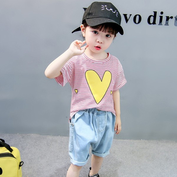 Gyermek póló lányoknak rátéttel és feliratokkal - két színben