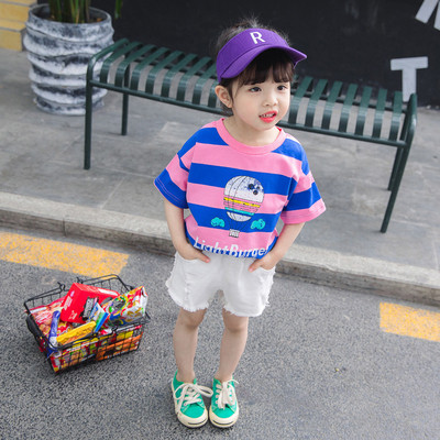 Μοντέρνο παιδικό μπλουζάκι για τα κορίτσια σε δύο χρώματα