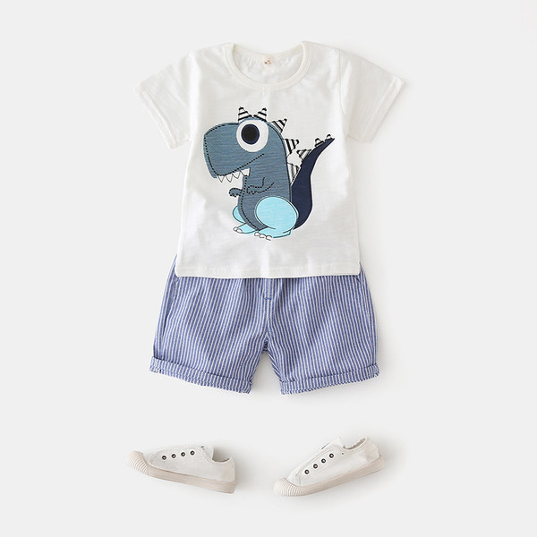 Set zilnic pentru copii tricou + pantaloni scurți albastru