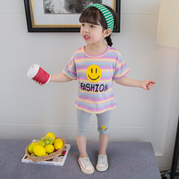 Set copii pentru fete din două părți - tricou și jambiere