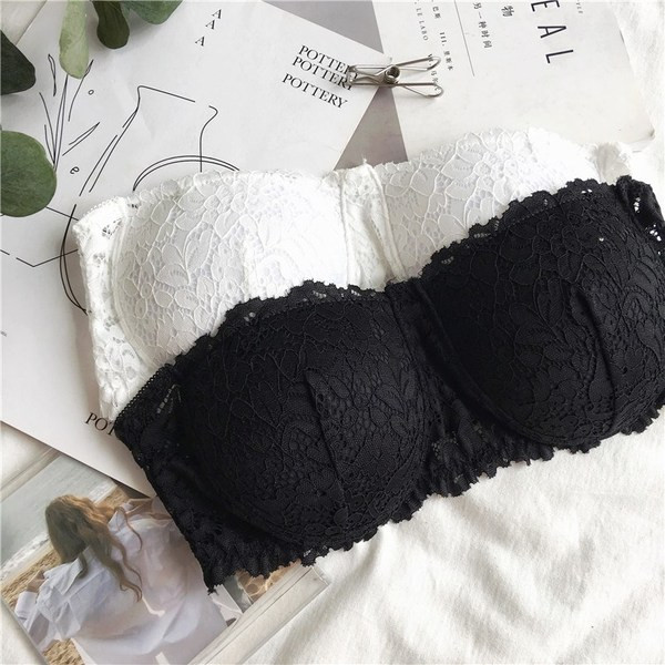 Sutien de dama din dantela alb si negru