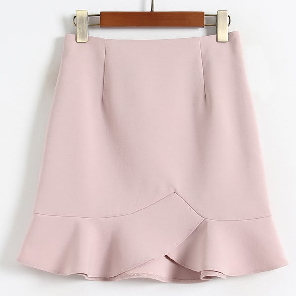 Stílusos női szoknya magas derékkal, rózsaszínben