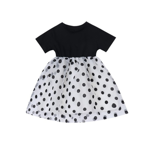 Rochie modernă pentru copii cu decolteu O și mâneci scurte