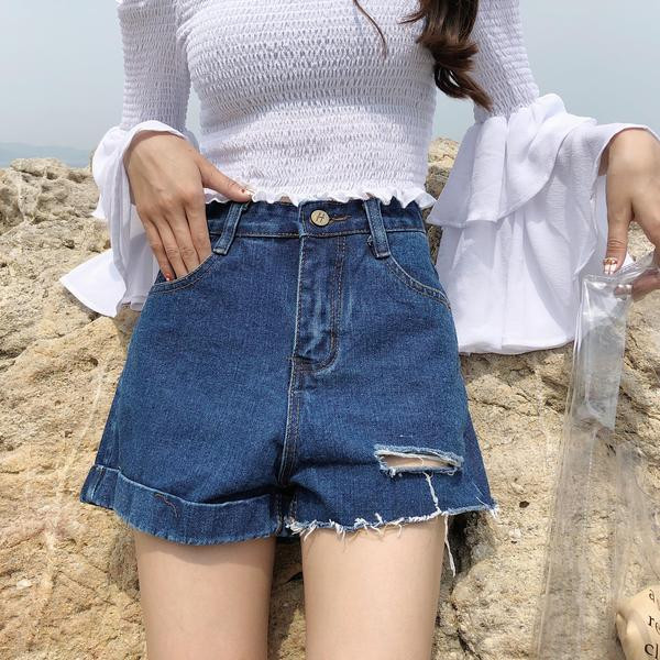 Lezser női rövidnadrág széles modell magas derékkal