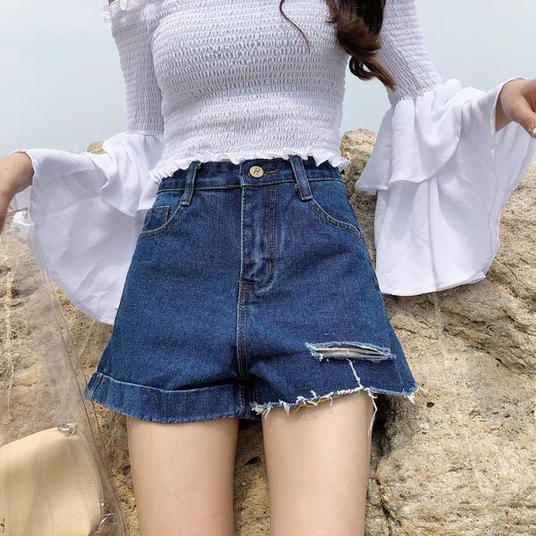 Lezser női rövidnadrág széles modell magas derékkal