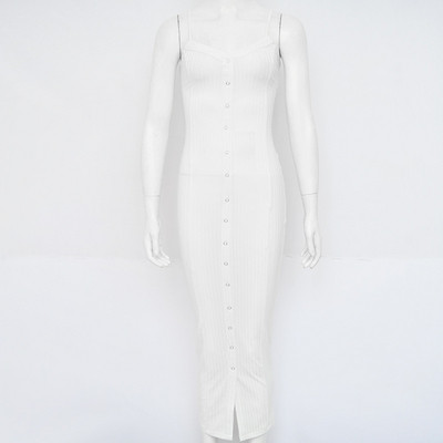 Μοντέρνο γυναικείο φόρεμα με λεπτούς ιμάντες ώμου και ντεκολτέ σε σχήμα V