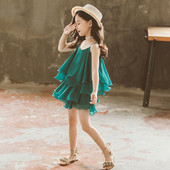 Μοντέρνα παιδική φόρμα για κορίτσια σε πράσινο χρώμα