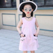 Rochie casual pentru copii in doua culori cu buzunare